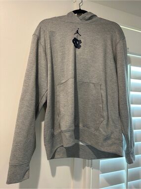 Jordan Men's Gray Pullover Hoodie with Navy Logos